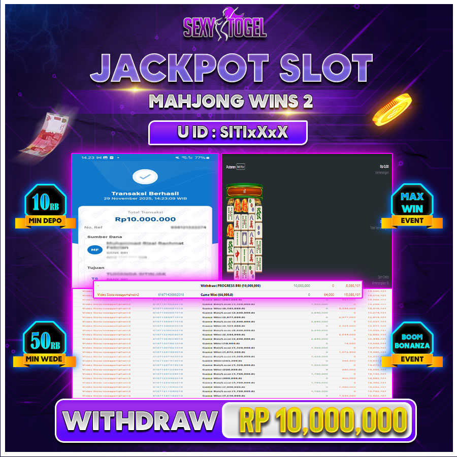 SEXYTOGEL JACKPOT SLOT MAHJONG WINS1 Rp.10.000.000.,-LUNAS