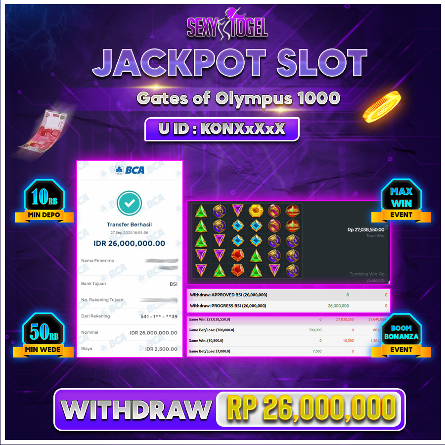 SEXYTOGEL JACKPOT SLOT GATE OF OLYMPUS Rp.26.000.000.,- LUNAS