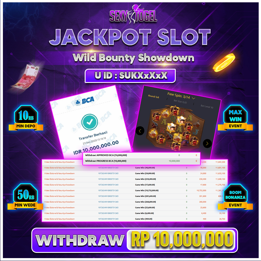 SEXYTOGEL JACKPOT SLOT WILD BOUNTY SHOWDOWN Rp.10.000.000.,- LUNAS