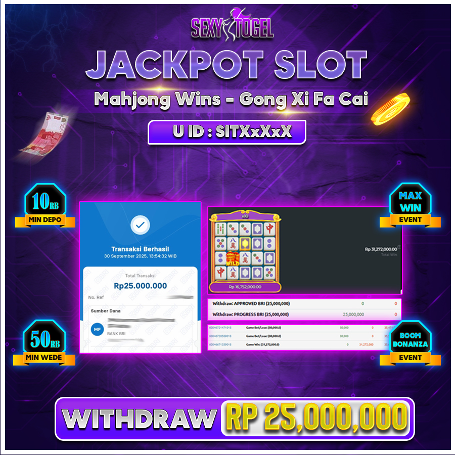 SEXYTOGEL JACKPOT SLOT Mahjong Wins - Gong Xi Fa Cai Rp.25.000.000.,- LUNAS