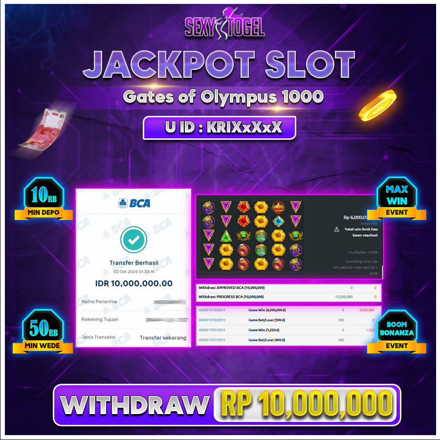 SEXYTOGEL JACKPOT SLOT GATE OF OLYMPUS 1000 Rp.10.000.000.,- LUNAS