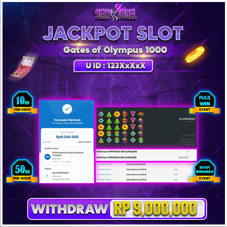 SEXYTOGEL JACKPOT SLOT GATE OF OLYMPUS 1000 Rp.9.000.000.,- LUNAS