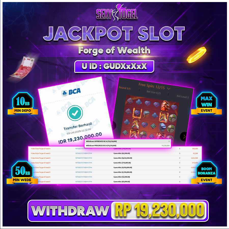 SEXYTOGEL JACKPOT SLOT FORGE OF WEALTH Rp.19.230.000.,- LUNAS