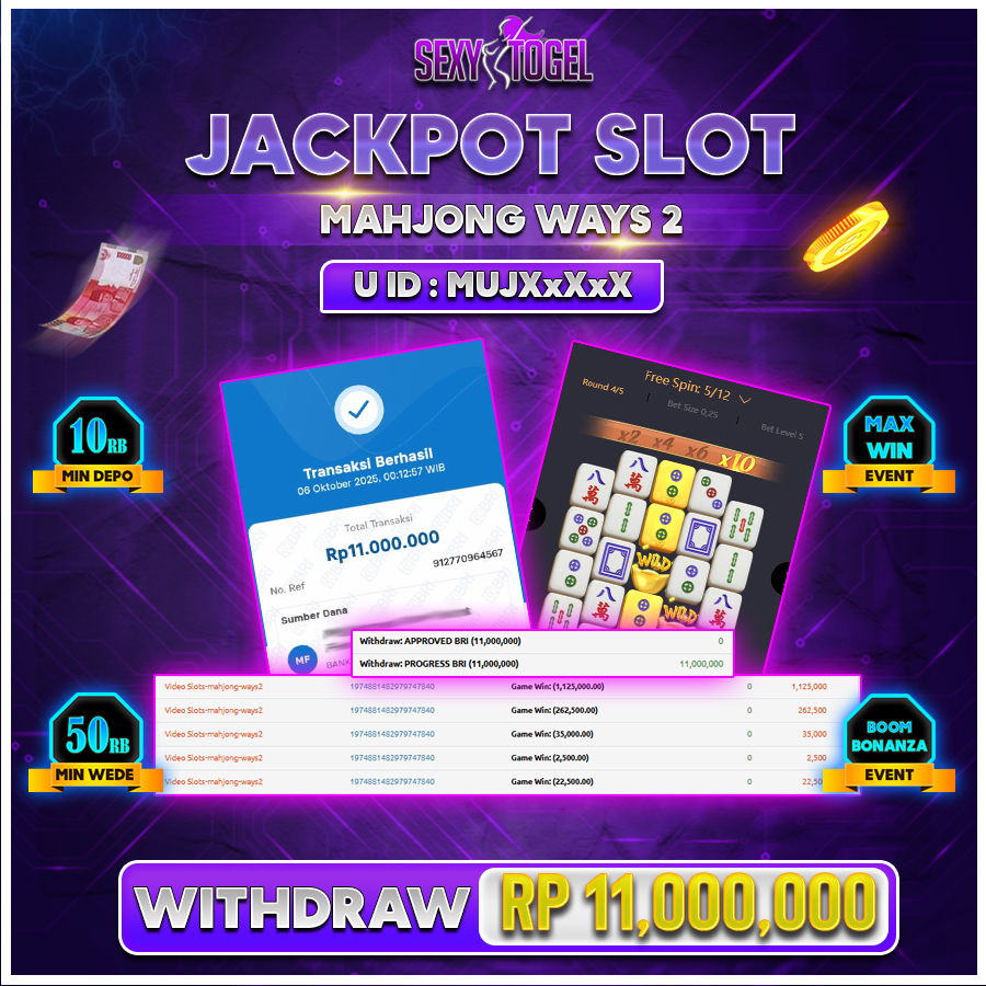SEXYTOGEL JACKPOT SLOT MAHJONG WAYS 2 Rp.11.000.000.,- LUNAS