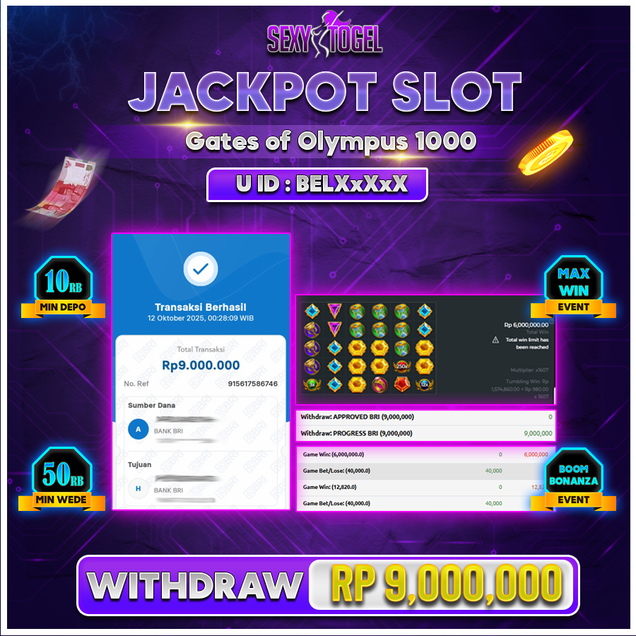 SEXYTOGEL JACKPOT SLOT GATE OF OLYMPUS Rp.9.000.000.,- LUNAS