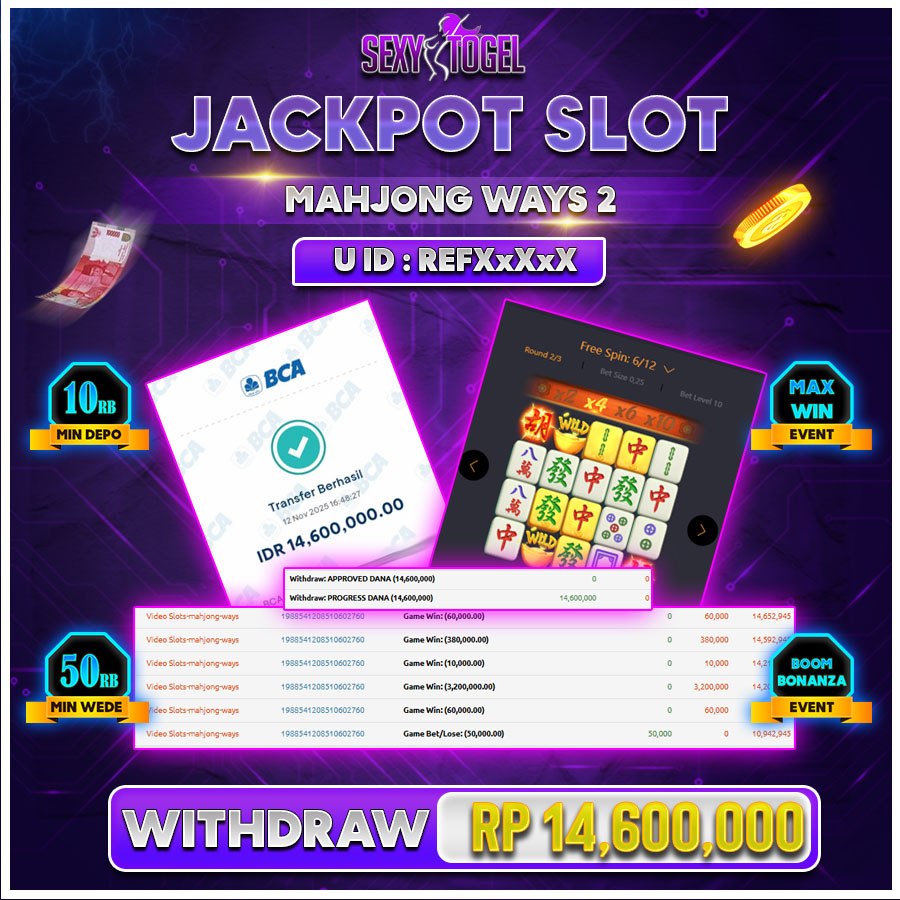 SEXYTOGEL JACKPOT SLOT MAHJONG WAYS 2 Rp.14.600.000.,- LUNAS