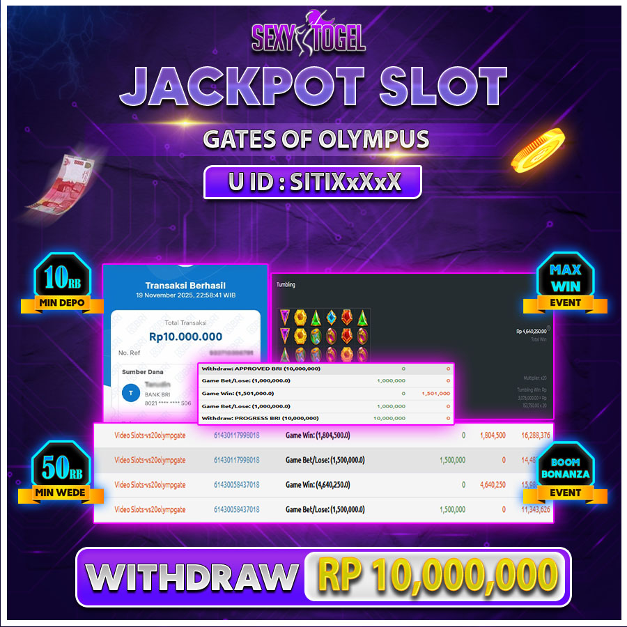 SEXYTOGEL JACKPOT SLOT GATES OF OLYMPUS Rp.10.000.000.,- LUNAS
