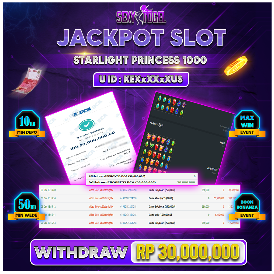 SEXYTOGEL JACKPOT SLOT STARLIGHT PRINCESS 1000 Rp 30.000.000.,-LUNAS