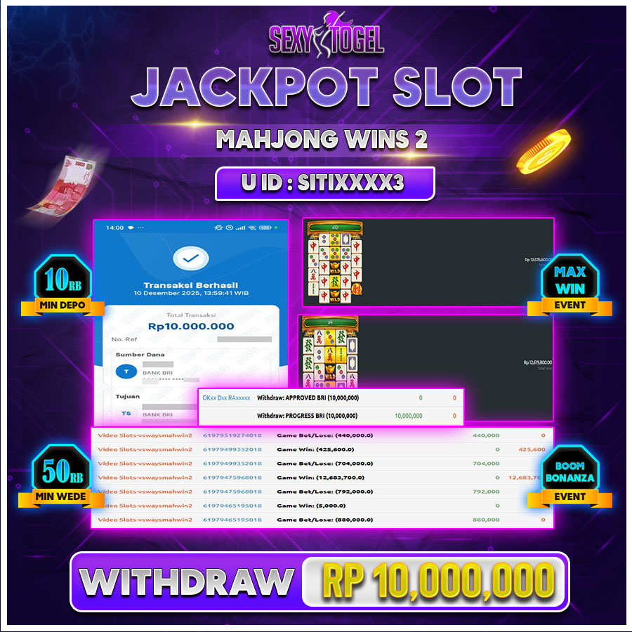 SEXYTOGEL JACKPOT SLOT MAHJONGWINS2 Rp10.000.000.,-LUNAS