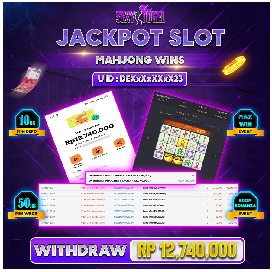 SEXYTOGEL JACKPOT SLOT MAHJONG WINS Rp 12.740.000.,-LUNAS