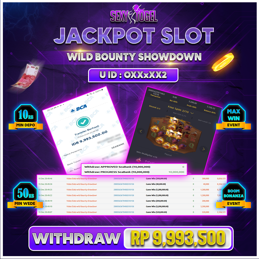 SEXYTOGEL JACKPOT SLOT WILD BOUNTY SHOWDOWN Rp 9.993.500.,-LUNAS
