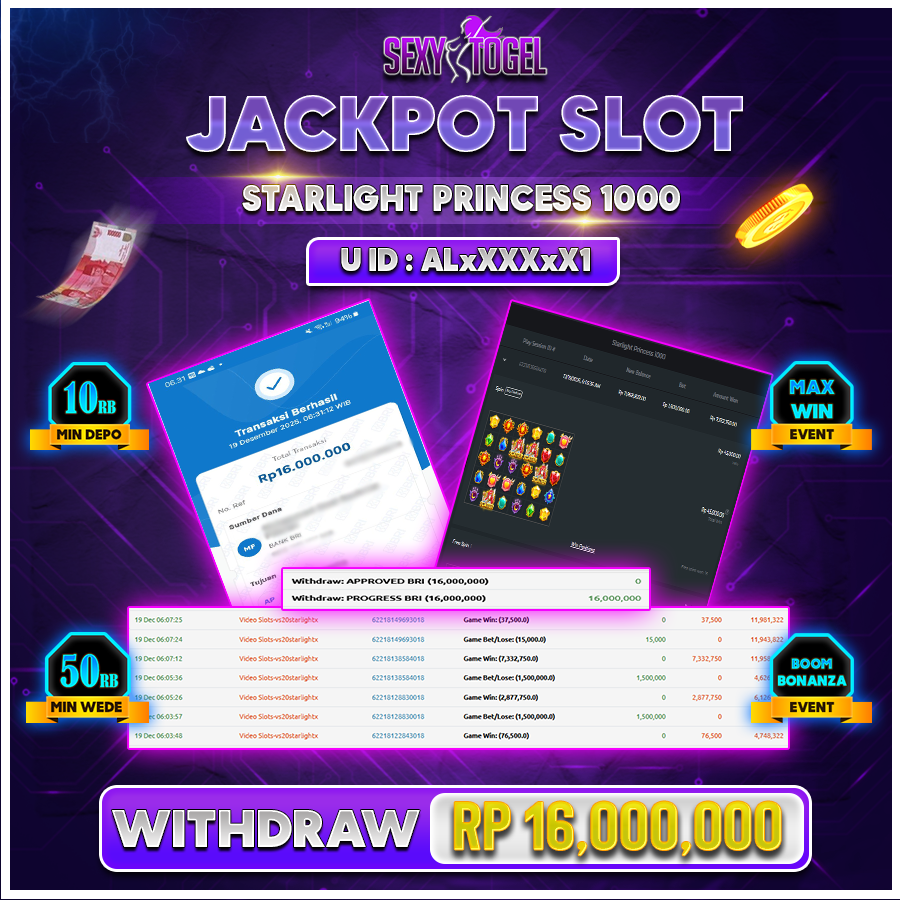 SEXYTOGEL JACKPOT SLOT STARLIGHT PRINCESS 1000 Rp 16.000.000.,-LUNAS