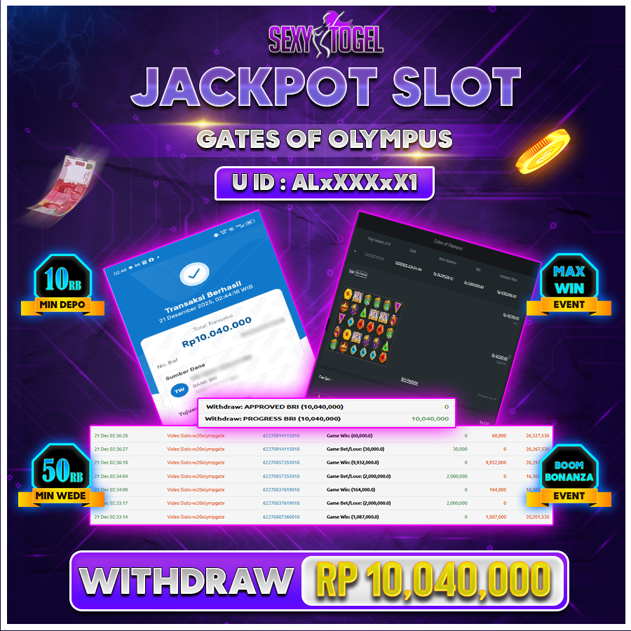 SEXYTOGEL JACKPOT SLOT GATES OF OLYMPUS Rp 10.040.000.,-LUNAS