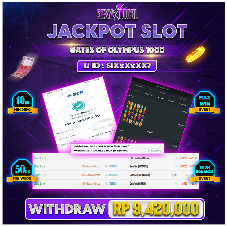 SEXYTOGEL JACKPOT SLOT GATES OF OLYMPUS 1000 Rp 9.420.000.,-LUNAS