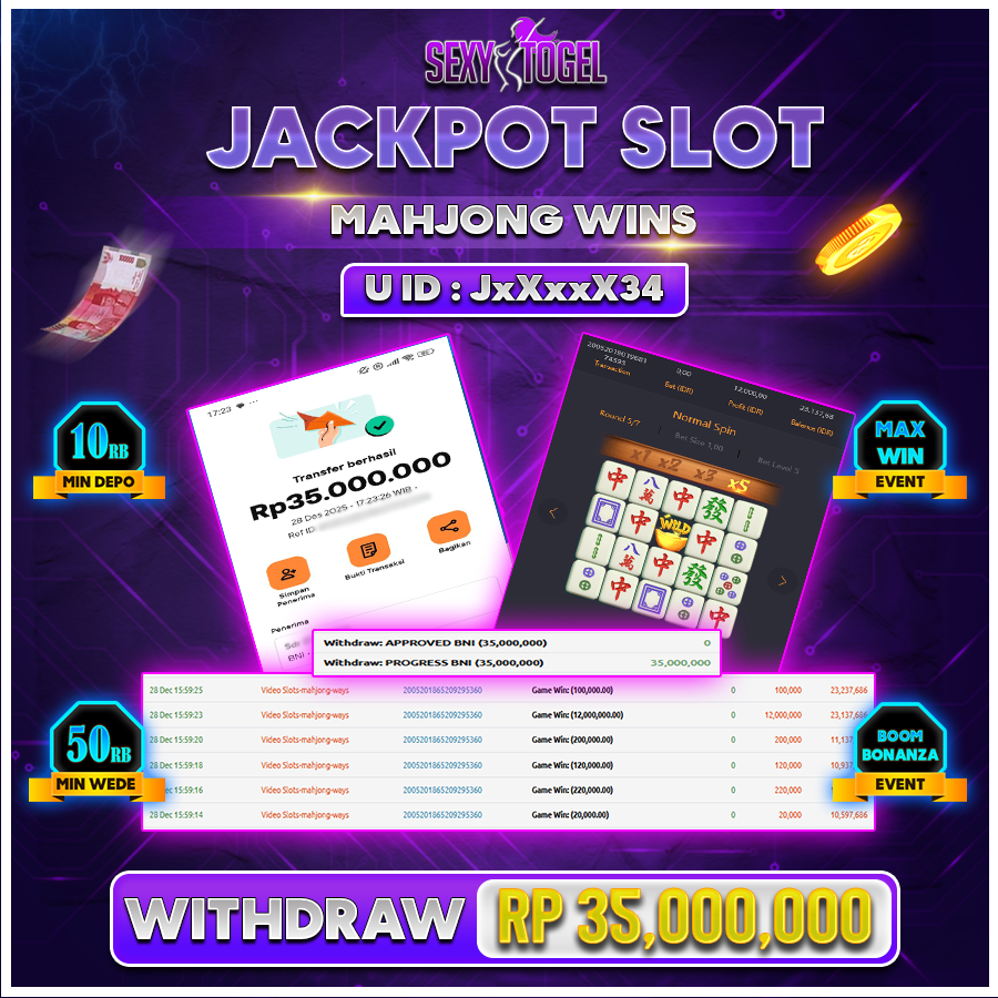 SEXYTOGEL JACKPOT SLOT MAHJONG WINS Rp 35.000.000.,-LUNAS
