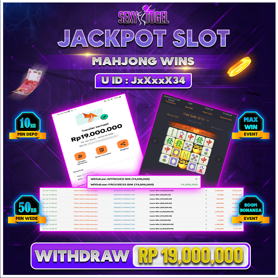 SEXYTOGEL JACKPOT SLOT MAHJONG WINS Rp 19.000.000.,-LUNAS