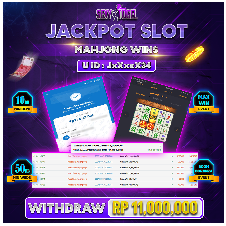 SEXYTOGEL JACKPOT SLOT MAHJONG WINS Rp 11.000.000.,-LUNAS