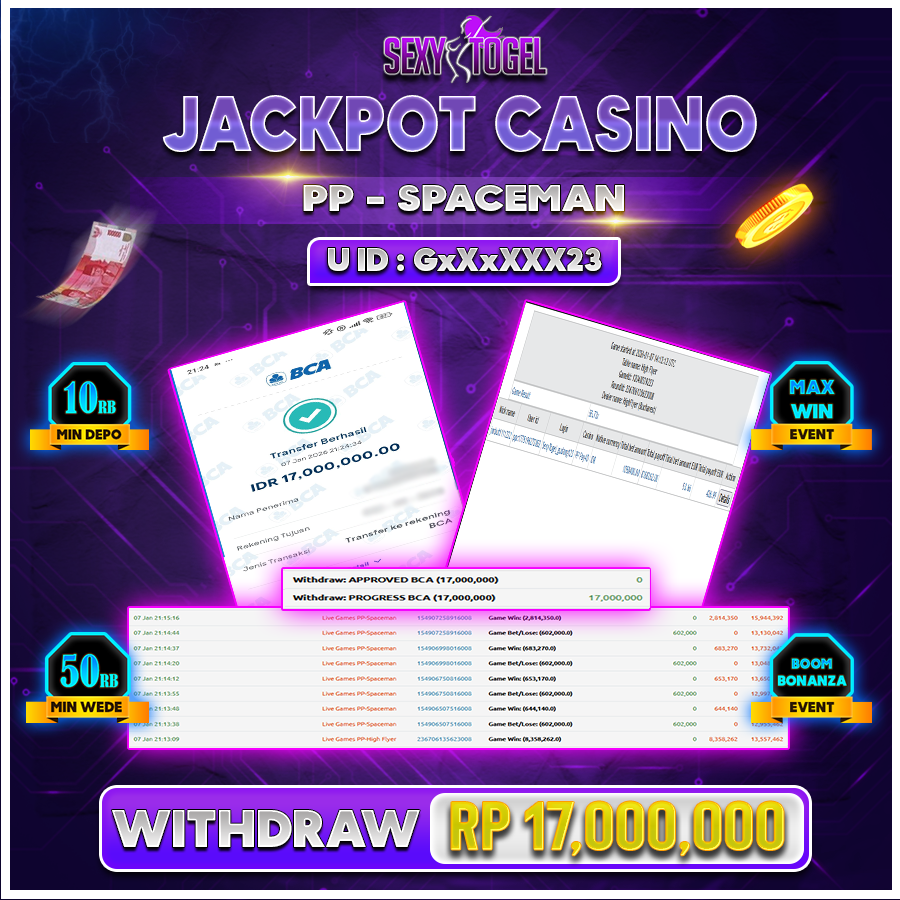SEXYTOGEL JACKPOT CASINO PP SPACEMAN Rp 17.000.000.,-LUNAS