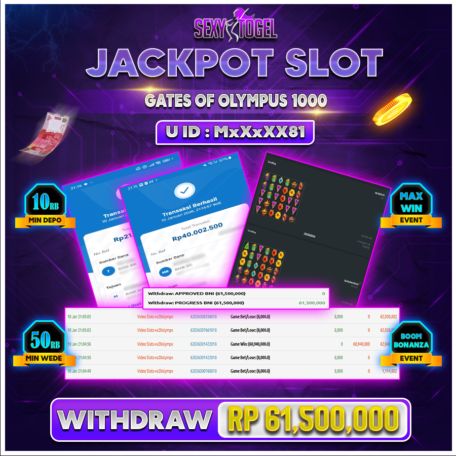 SEXYTOGEL JACKPOT SLOT GATES OF OLYMPUS 1000 Rp 61.500.000.,-LUNAS