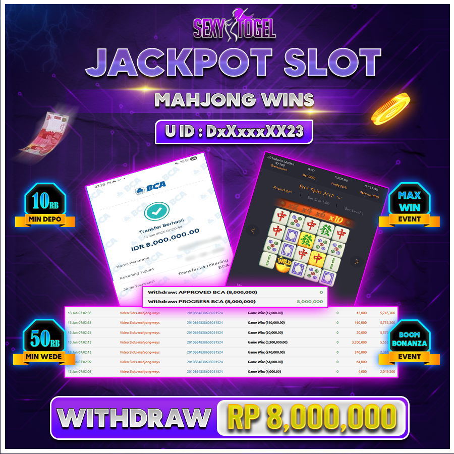 SEXYTOGEL JACKPOT SLOT MAHJONG WINS Rp 8.000.000.,-LUNAS