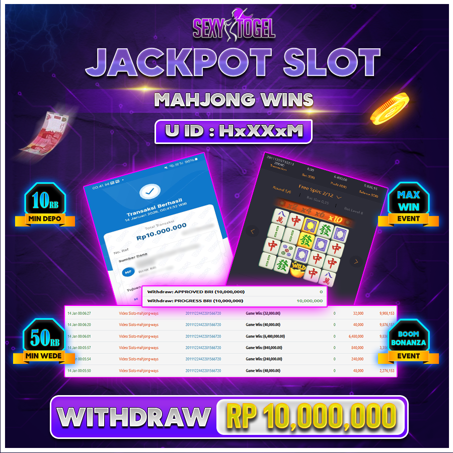 SEXYTOGEL JACKPOT SLOT MAHJONG WINS Rp 10.000.000.,-LUNAS 