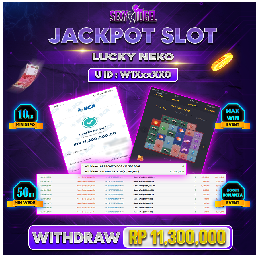 SEXYTOGEL JACKPOT SLOT LUCKY NEKO Rp 11.300.000.,-LUNAS