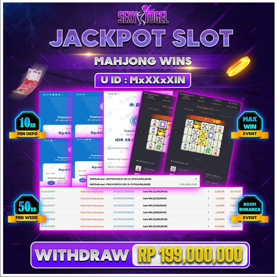 SEXYTOGEL JACKPOT SLOT MAHJONG WINS Rp 199.000.000.,-LUNAS