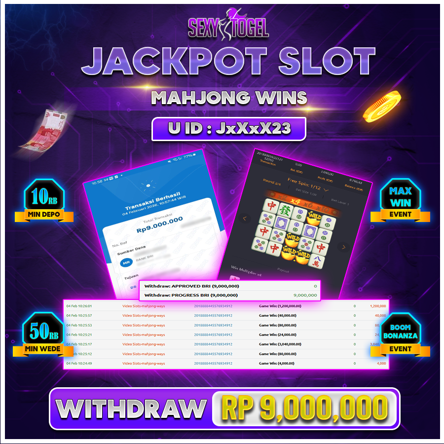 SEXYTOGEL JACKPOT SLOT MAHJONG WINS Rp 9.000.000.,-LUNAS