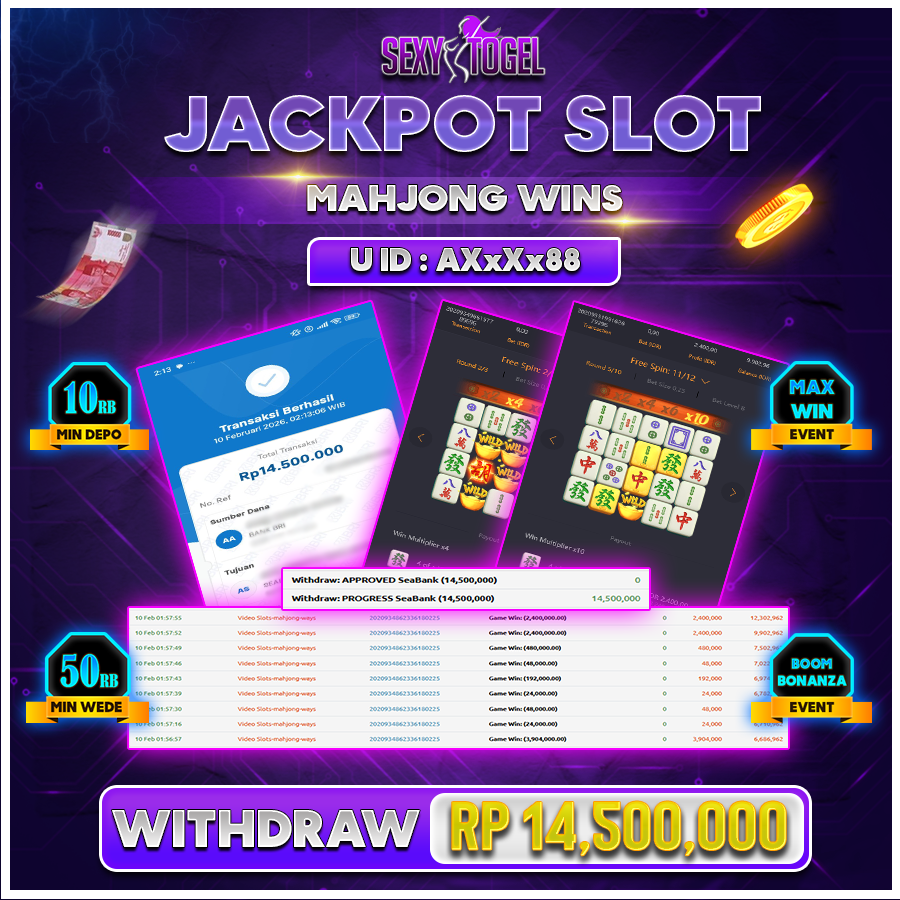 SEXYTOGEL JACKPOT SLOT MAHJONG WINS Rp 14.500.000.,-LUNAS