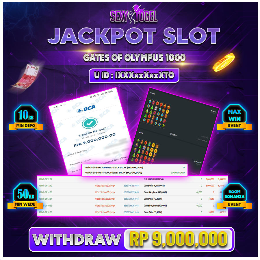 SEXYTOGEL JACKPOT SLOT GATES OF OLYMPUS 1000 Rp 9.000.000.,-LUNAS