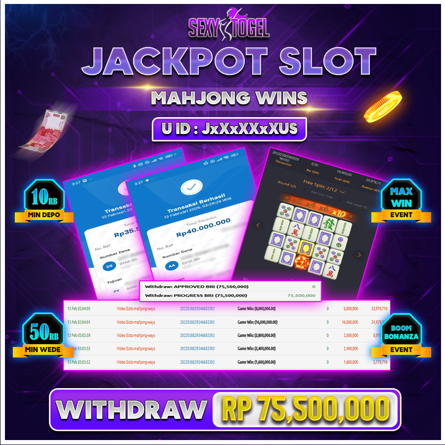 SEXYTOGEL JACKPOT SLOT MAHJONG WINS Rp 75.500.000.,-LUNAS