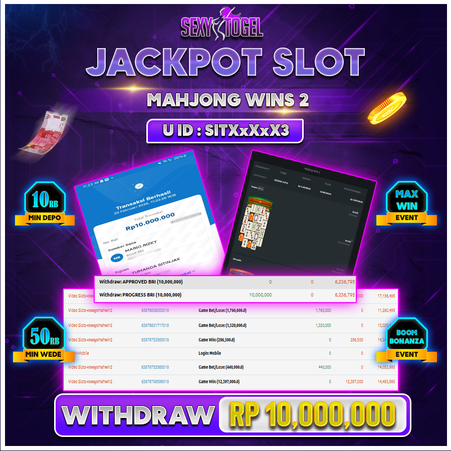 SEXYTOGEL JACKPOT SLOT MAHJONG WINS2 Rp 10.000.000.,-LUNAS
