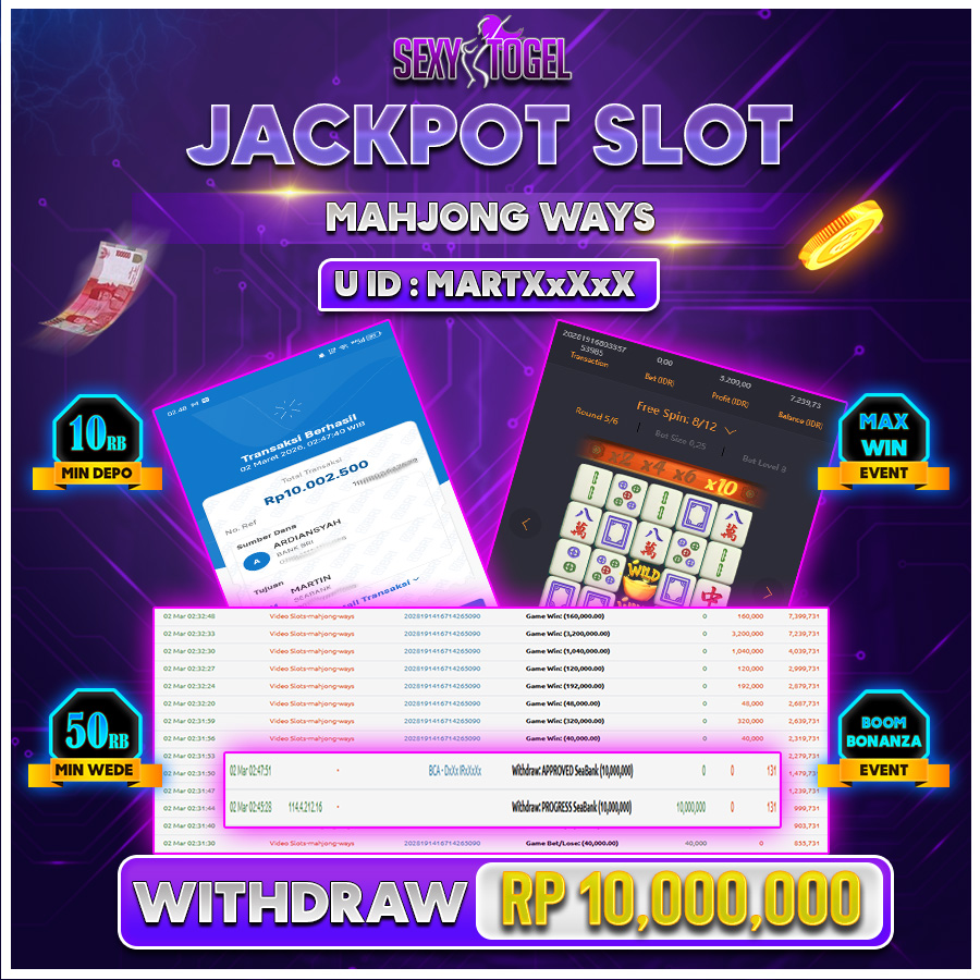 SEXYTOGEL JACKPOT SLOT MAHJONG WAYS Rp 10.000.000.,-LUNAS