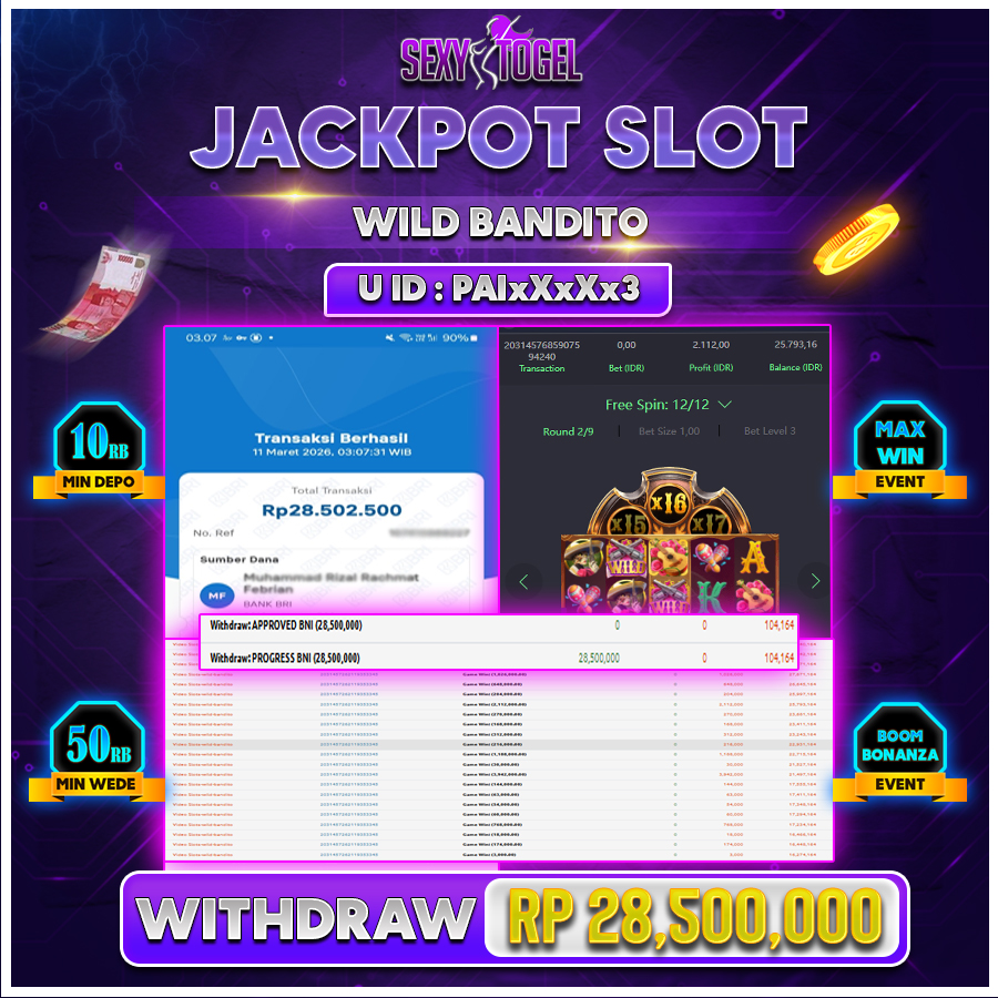 SEXYTOGEL JACKPOT SLOT WILD BANDITO Rp 28.500.000.,-LUNAS