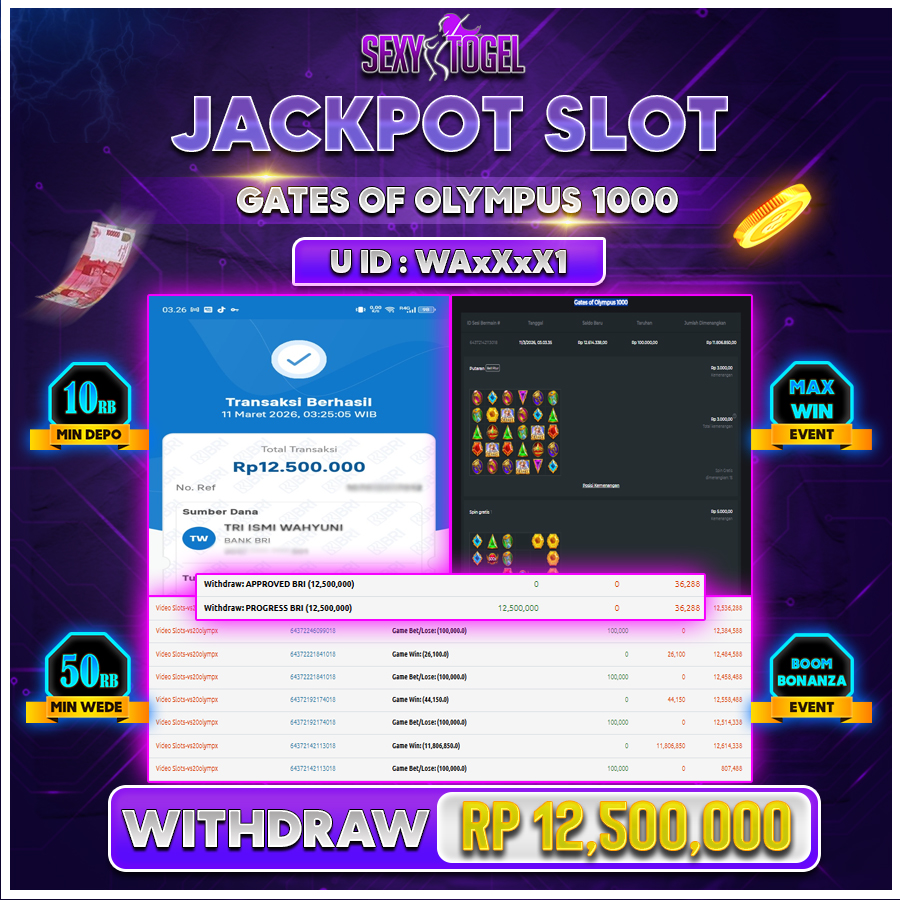 SEXYTOGEL JACKPOT SLOT GATES OF OLYMPUS 1000 Rp 12.500.000.,-LUNAS