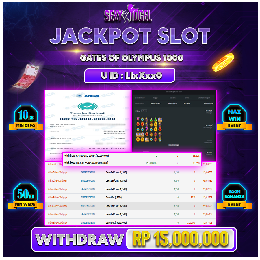 SEXYTOGEL JACKPOT SLOT GATES OF OLYMPUS 1000 Rp 15.000.000.,-LUNAS