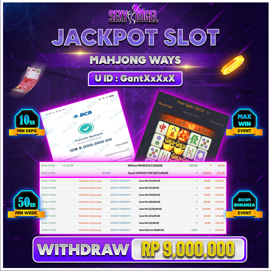 SEXYTOGEL JACKPOT SLOT MAHJONG WAYS Rp 9.000.000.,-LUNAS