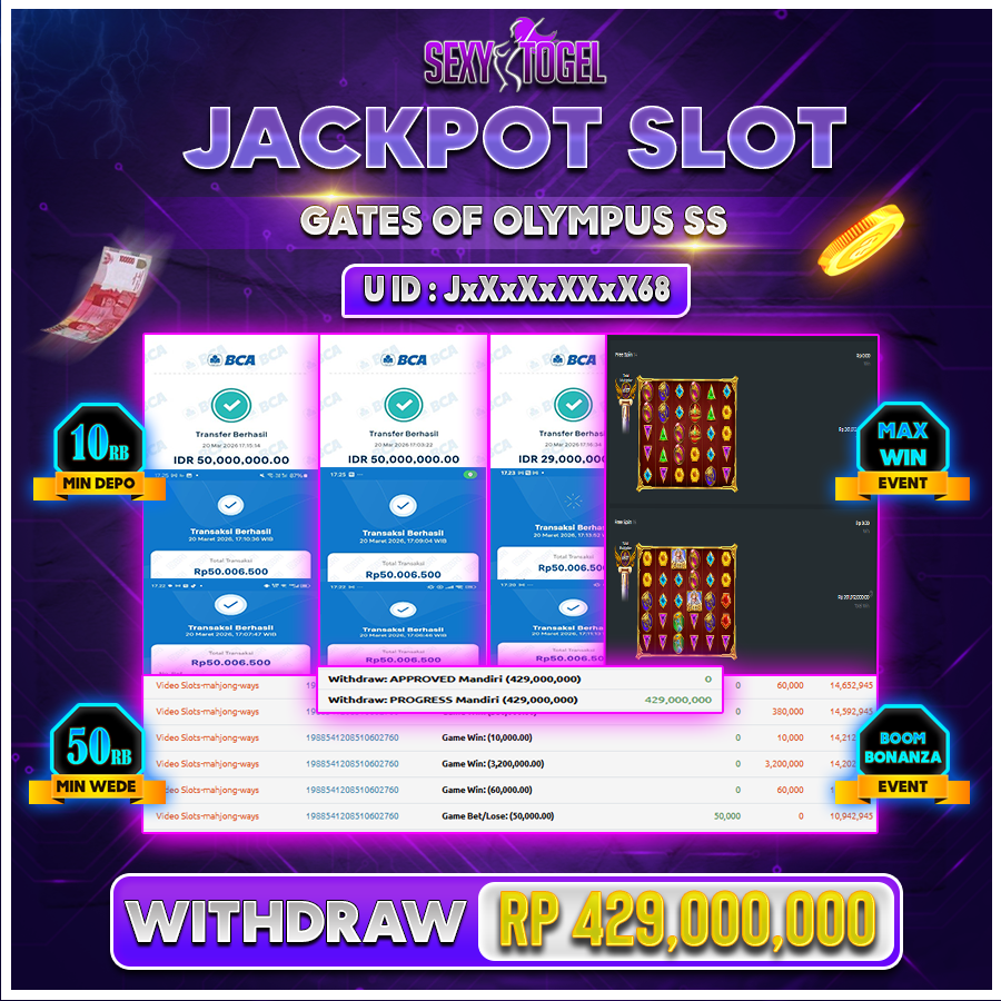 SEXYTOGEL JACKPOT SLOT GATES OF OLYMPUS SS Rp 429.000.000.,-LUNAS