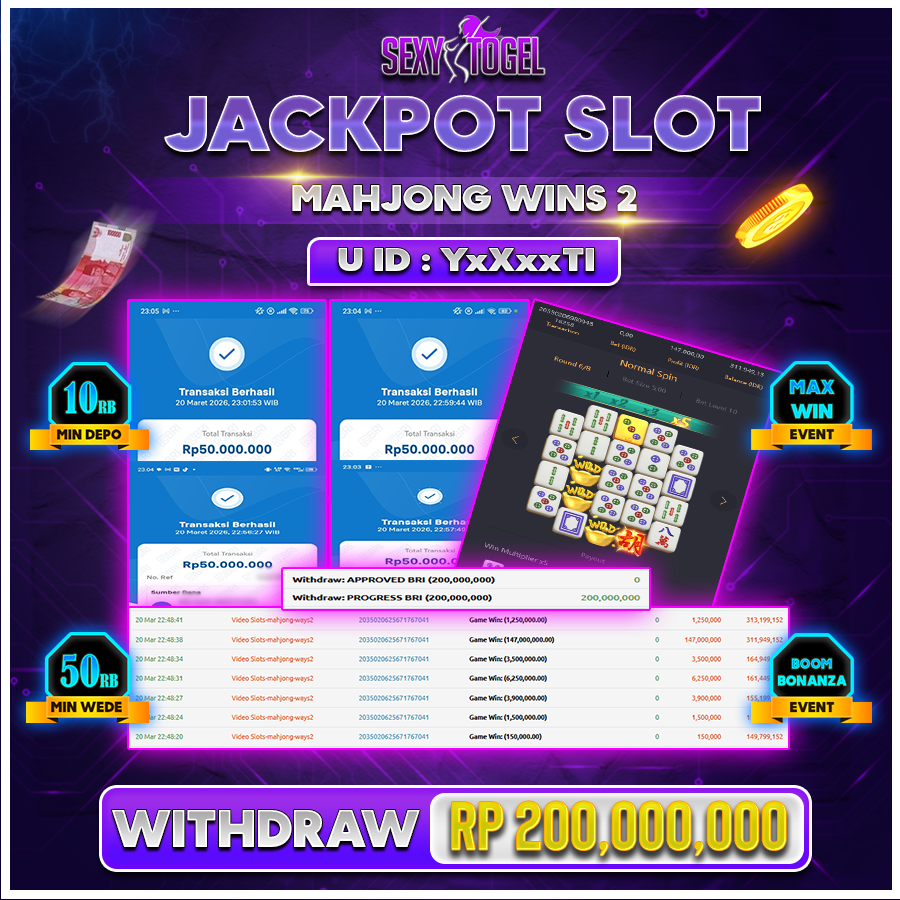 SEXYTOGEL JACKPOT SLOT MAHJONG WINS 2 Rp 200.000.000.,-LUNAS 