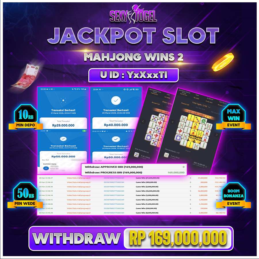 SEXYTOGEL JACKPOT SLOT MAHJONG WINS 2 Rp 169.000.000.,-LUNAS