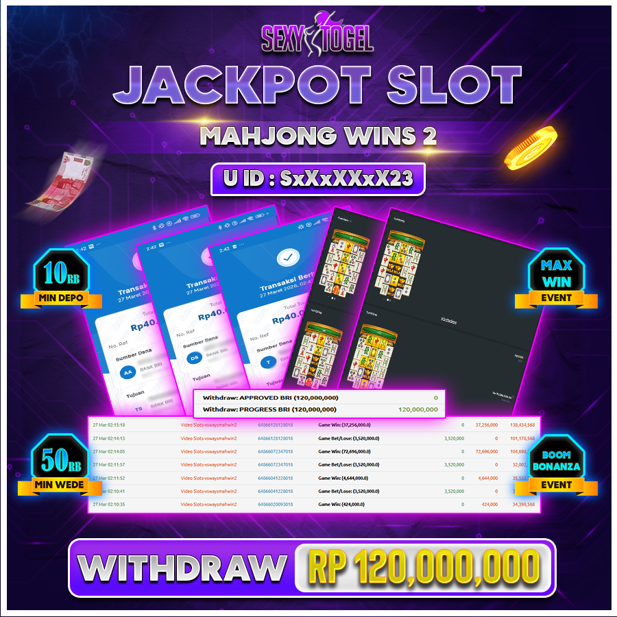 SEXYTOGEL JACKPOT SLOT MAHJONG WINS 2 Rp 120.000.000.,-LUNAS