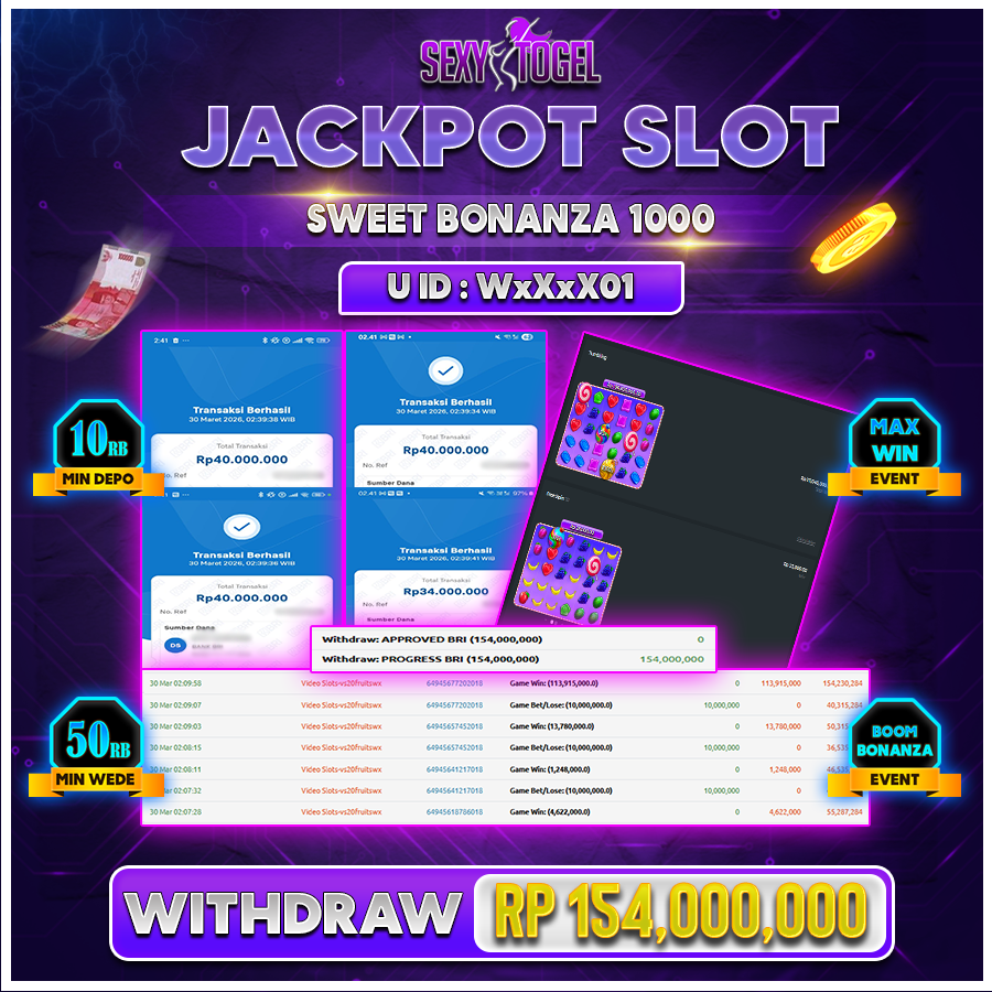 SEXYTOGEL JACKPOT SLOT SWEET BONANZA 1000 Rp 154.000.000.,-LUNAS