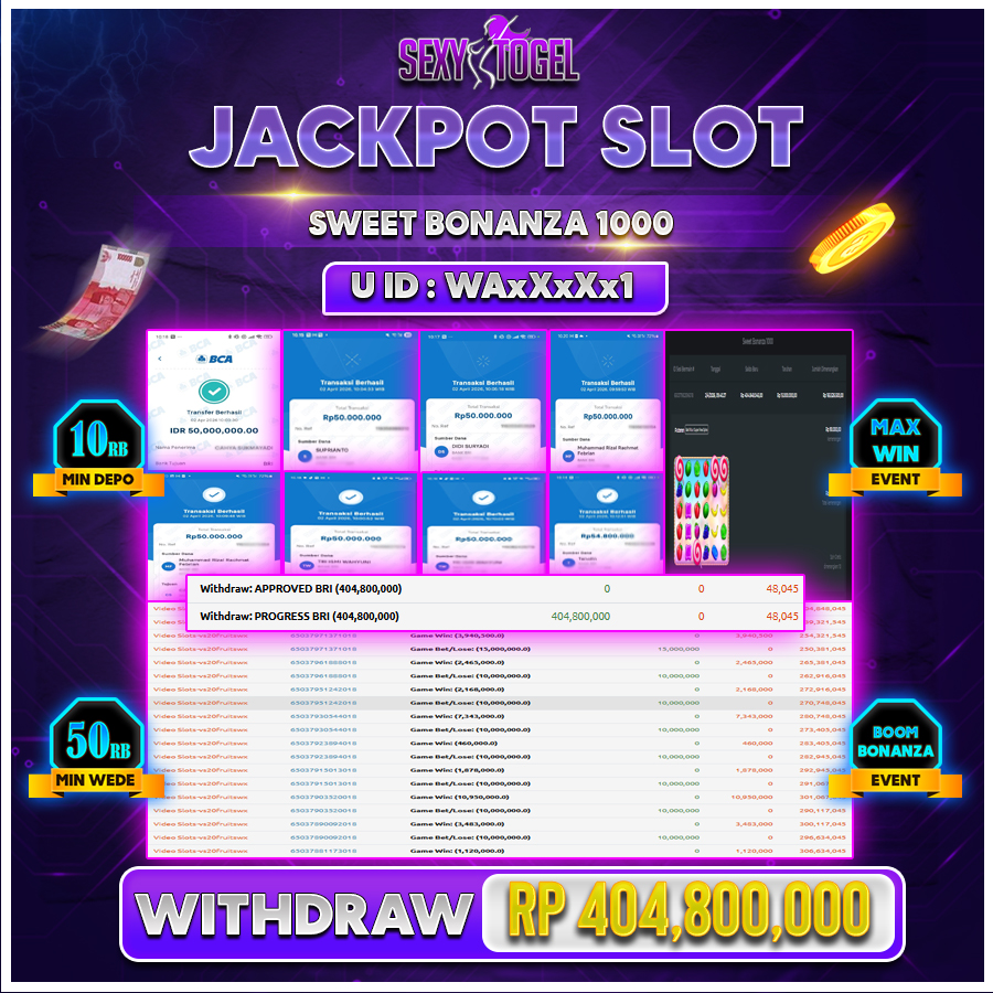SEXYTOGEL JACKPOT SLOT SWEET BONANZA 1000 Rp 404.800.000.,-LUNAS