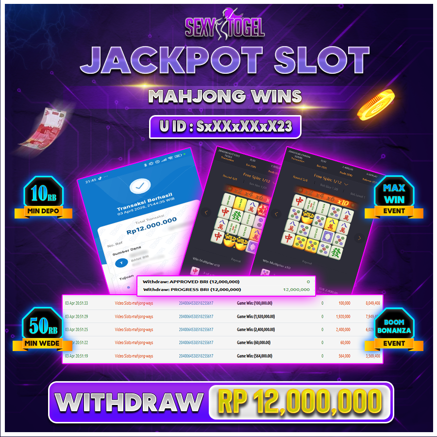 SEXYTOGEL JACKPOT SLOT MAHJONG WINS Rp 12.000.000.,-LUNAS 