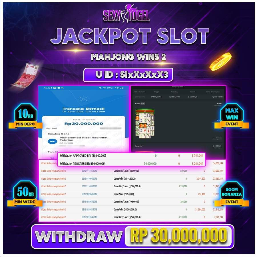 SEXYTOGEL JACKPOT SLOT MAHJ0NG WINS 2 Rp 30.000.000.,-LUNAS