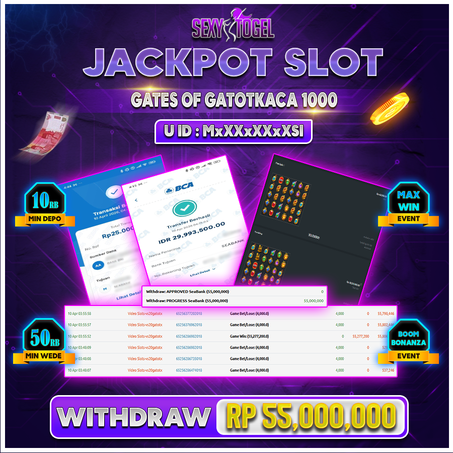 SEXYTOGEL JACKPOT SLOT GATES OF GATOTKACA 1000 Rp 55.000.000.,-LUNAS