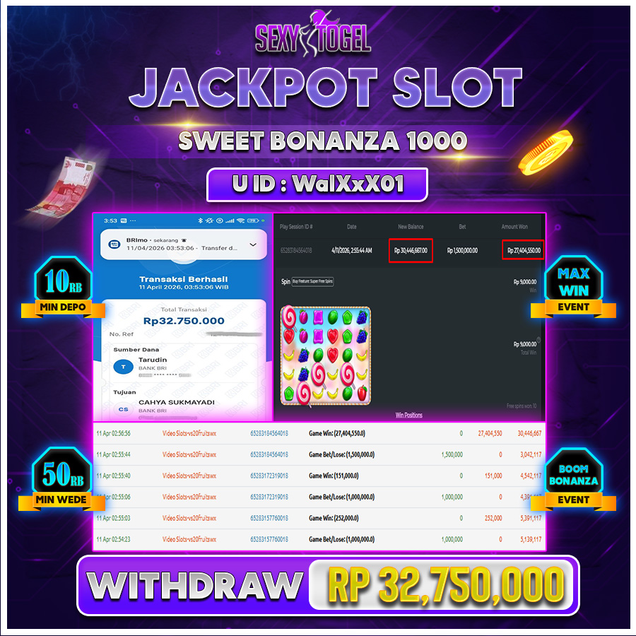 SEXYTOGEL JACKPOT SLOT SWEET BONANZA 1000 Rp 32.750.000.,-LUNAS