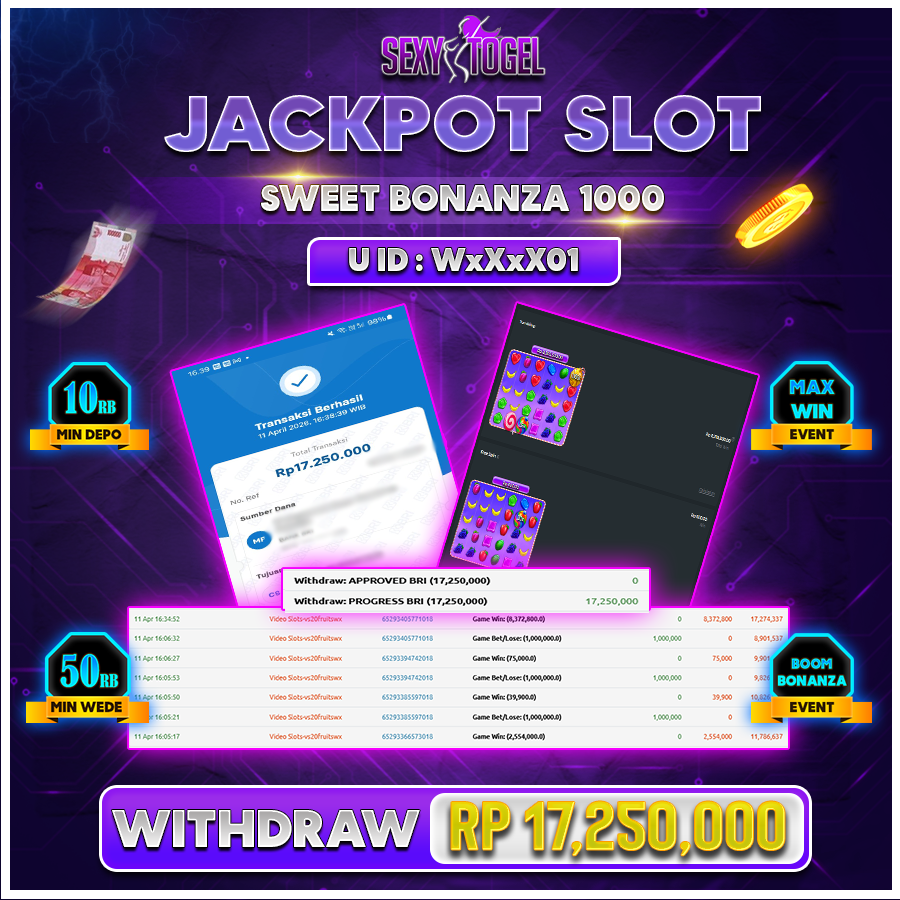 SEXYTOGEL JACKPOT SLOT SWEET BONANZA 1000 Rp 17.250.000.,-LUNAS