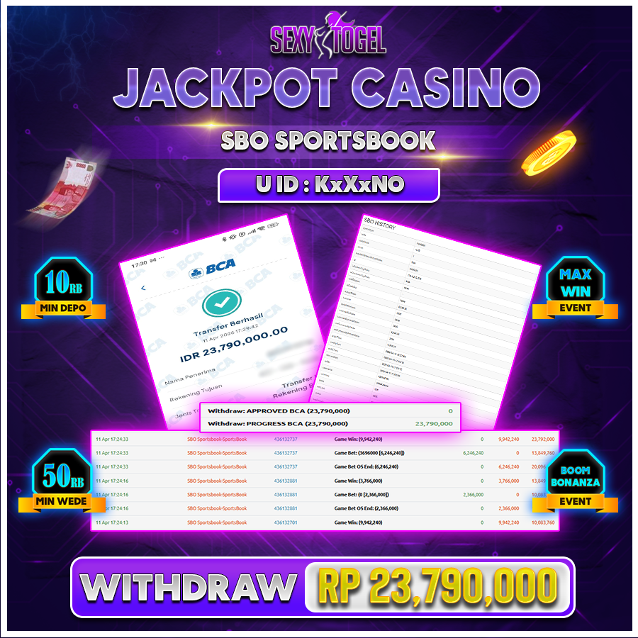 SEXYTOGEL JACKPOT CASINO SBO SPORTSBOOK Rp 23.790.000.,-LUNAS