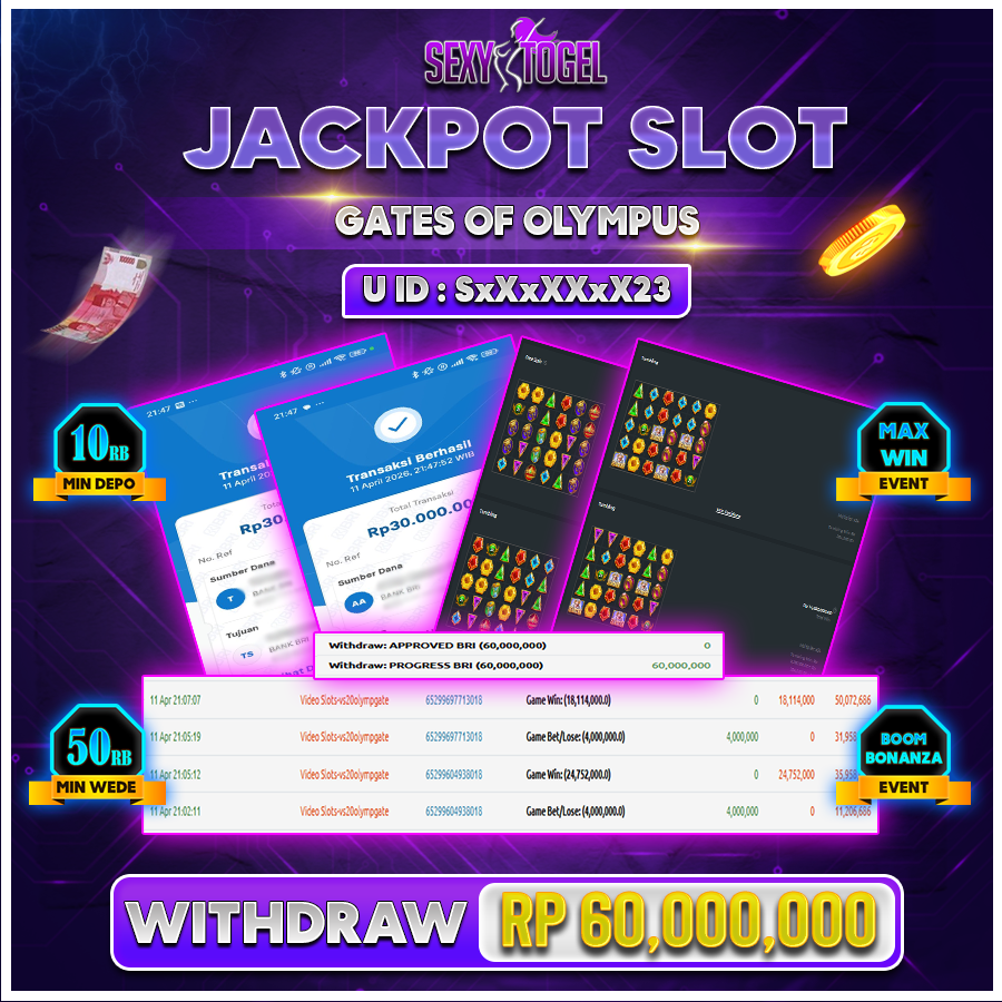 SEXYTOGEL JACKPOT SLOT GATES OF OLYMPUS Rp 60.000.000.,-LUNAS